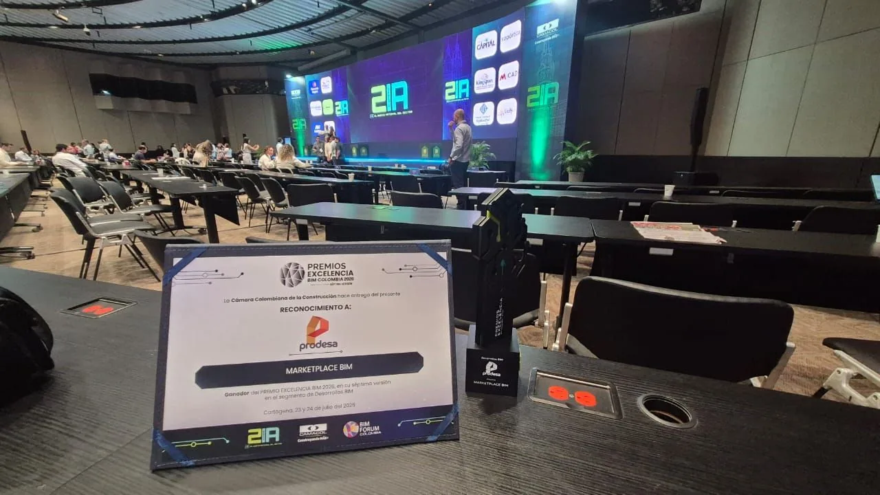 Reconocimiento de los Premios Excelencia BIM Colombia 2026 de Camacol a Marketplace BIM Prodesa, desarrollado por Horizun Group
